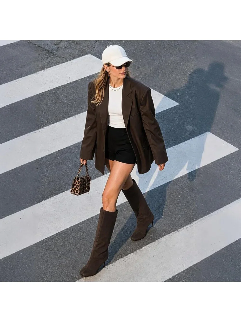 Women's Brown Faux Suede comfort Square Toe Kitten Heel Pull On Knee High Boots